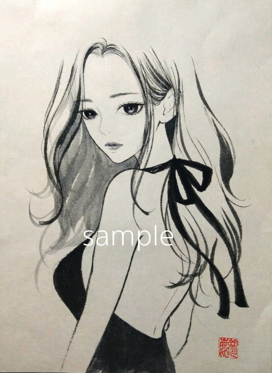 絵画 ドローイング 水彩画 肉筆原画 和装 美人画 肉筆原画