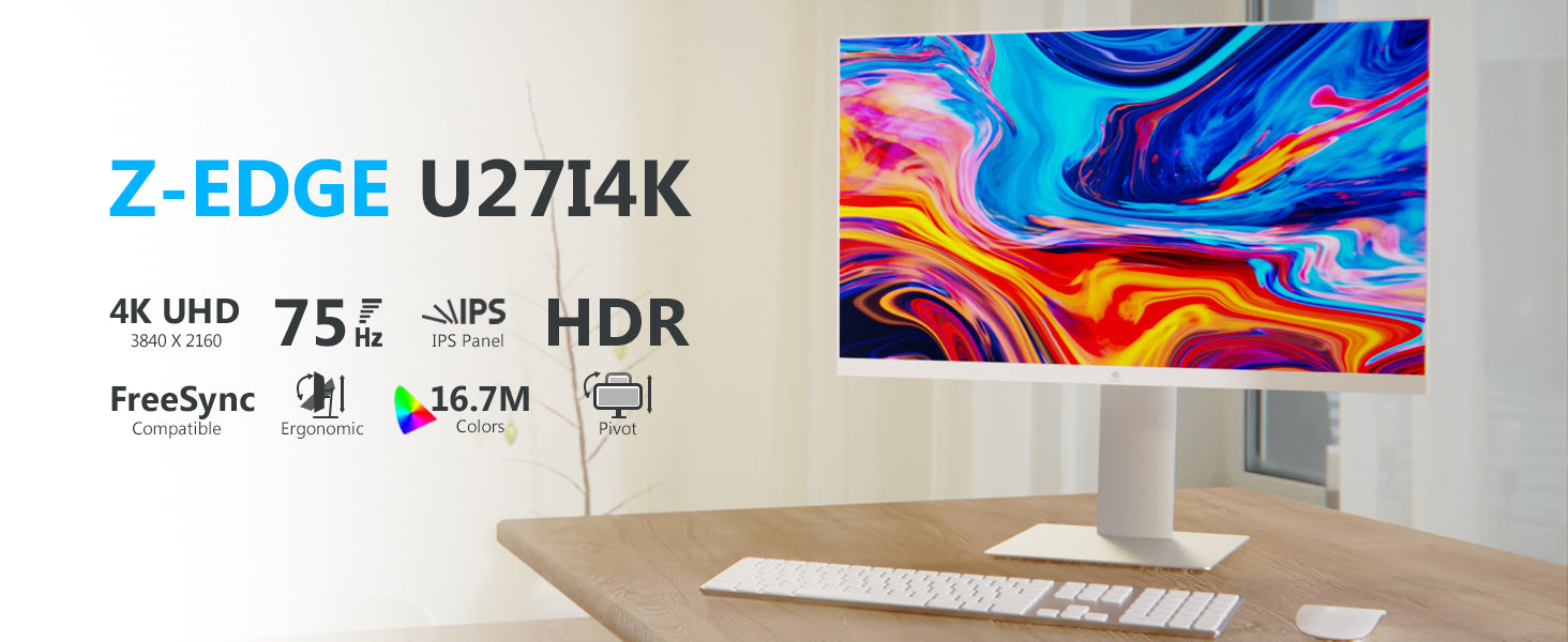 Z-EDGE 27 inch 4K Monitor UHD IPS Monitor 60Hz 4ms Frameless Design