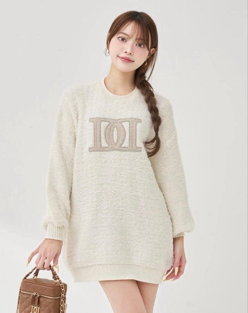 ダーリッチロゴツイードニットプルオーバー ホワイト Darich ダーリッチ Darich DDロゴツイードニットプルオーバー （ホワイト