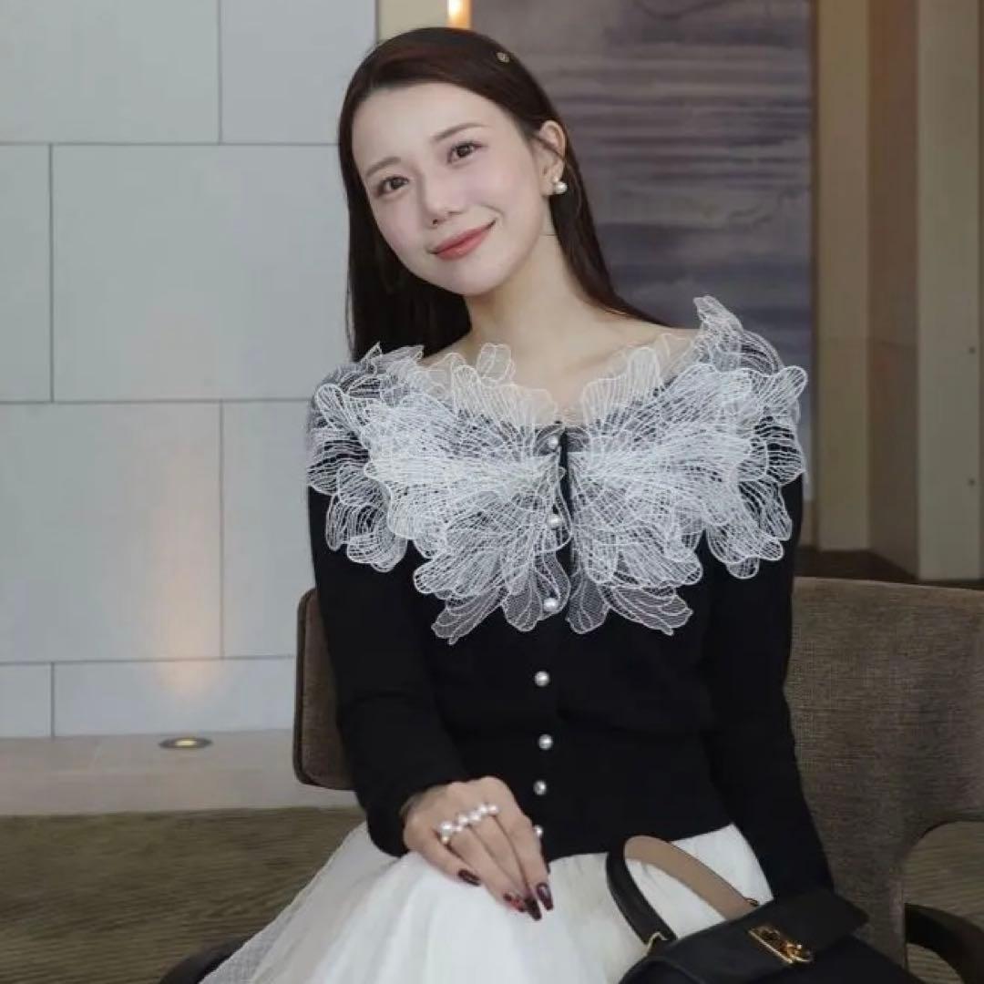 polaura レースフリルカーディガン black レースフリルカーディガン – poláura OFFICIAL ONLINE STORE