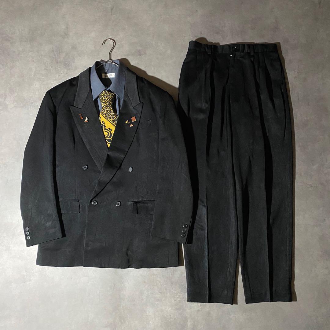 80s-90s スーツ ダブル セットアップ 成人式 NO. 229 90s ヴィンテージ スーツ ダブル セットアップ 成人式vol.107ネイビー